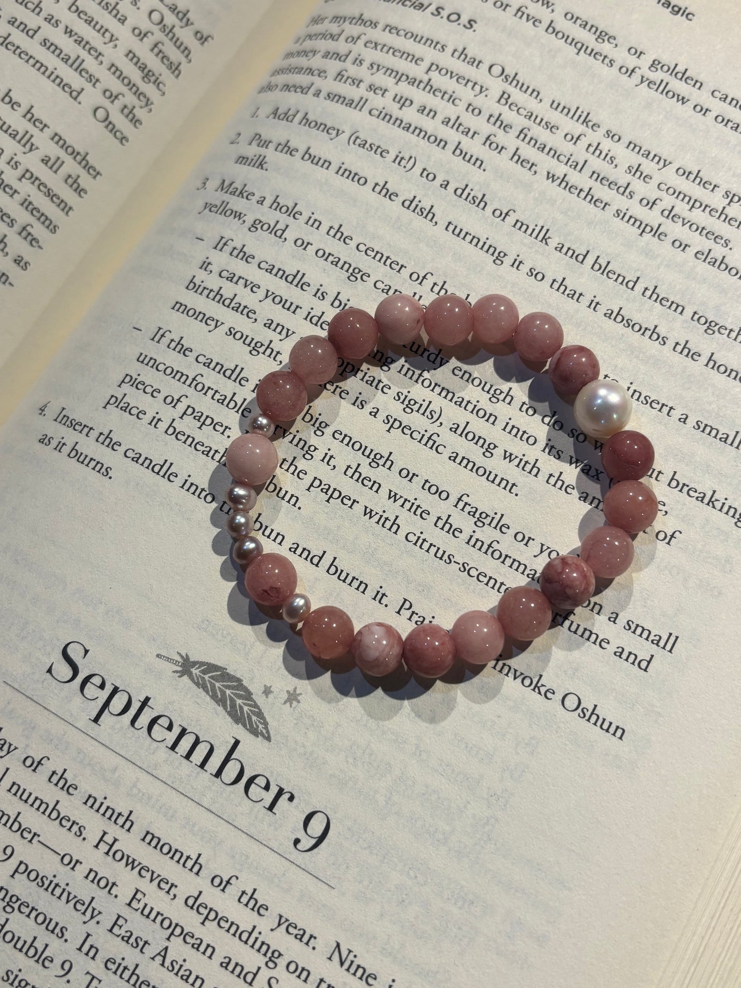 Strawberry Quartz + Freshwater Pearls Bracelet