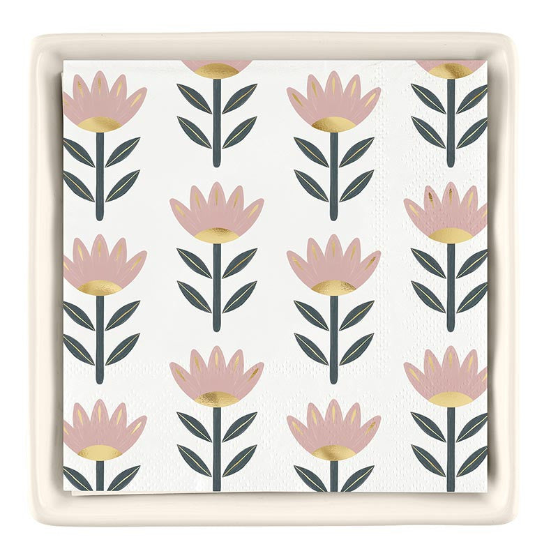 Flowers | Napkins + Ceramic Tray