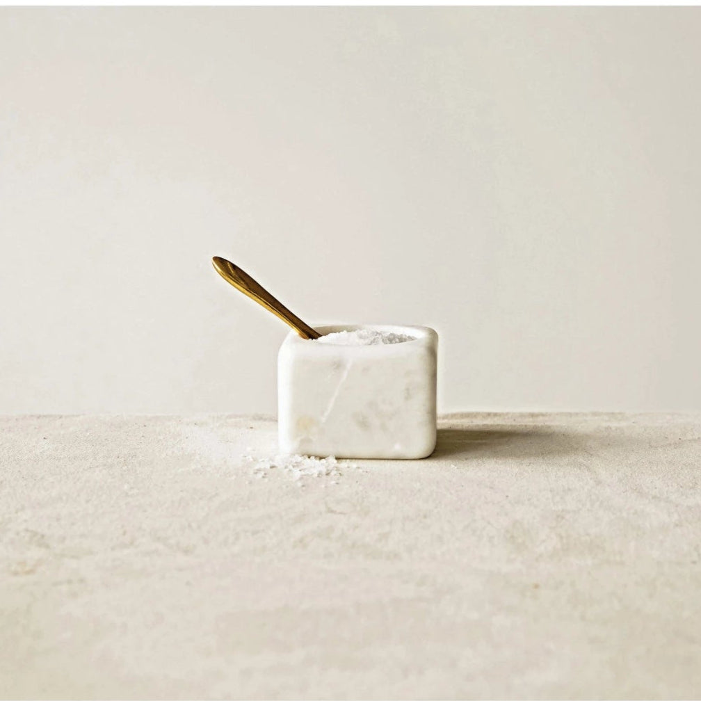 Marble Bowl + Brass Spoon