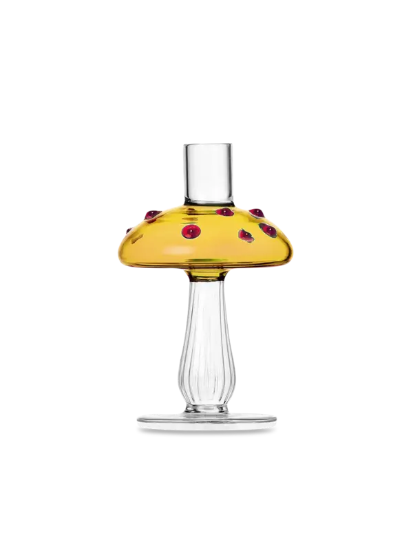 Alice | Mushroom Candle Holder Amber + Red Dots