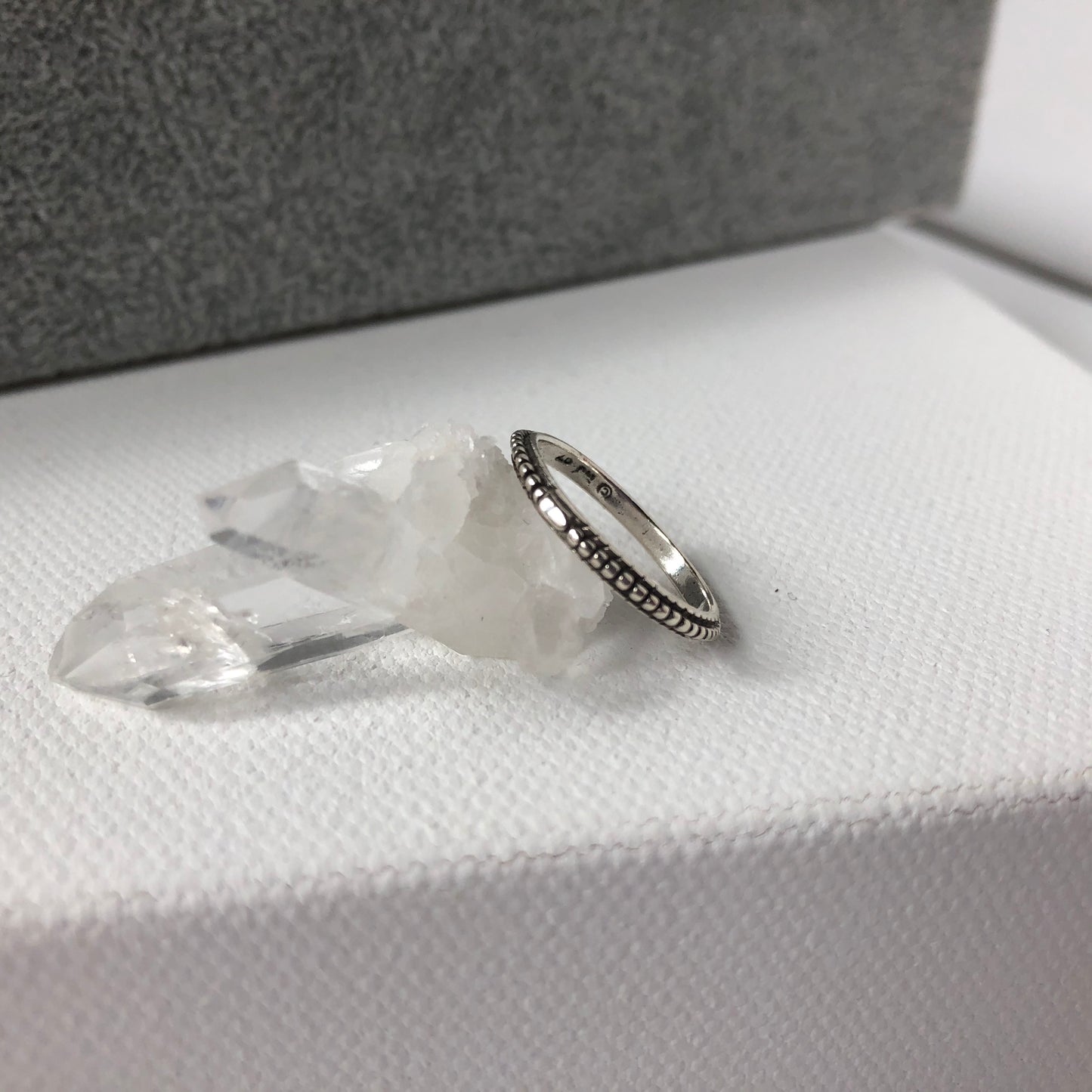 Beaded Ring With Black Detail | Sterling Silver