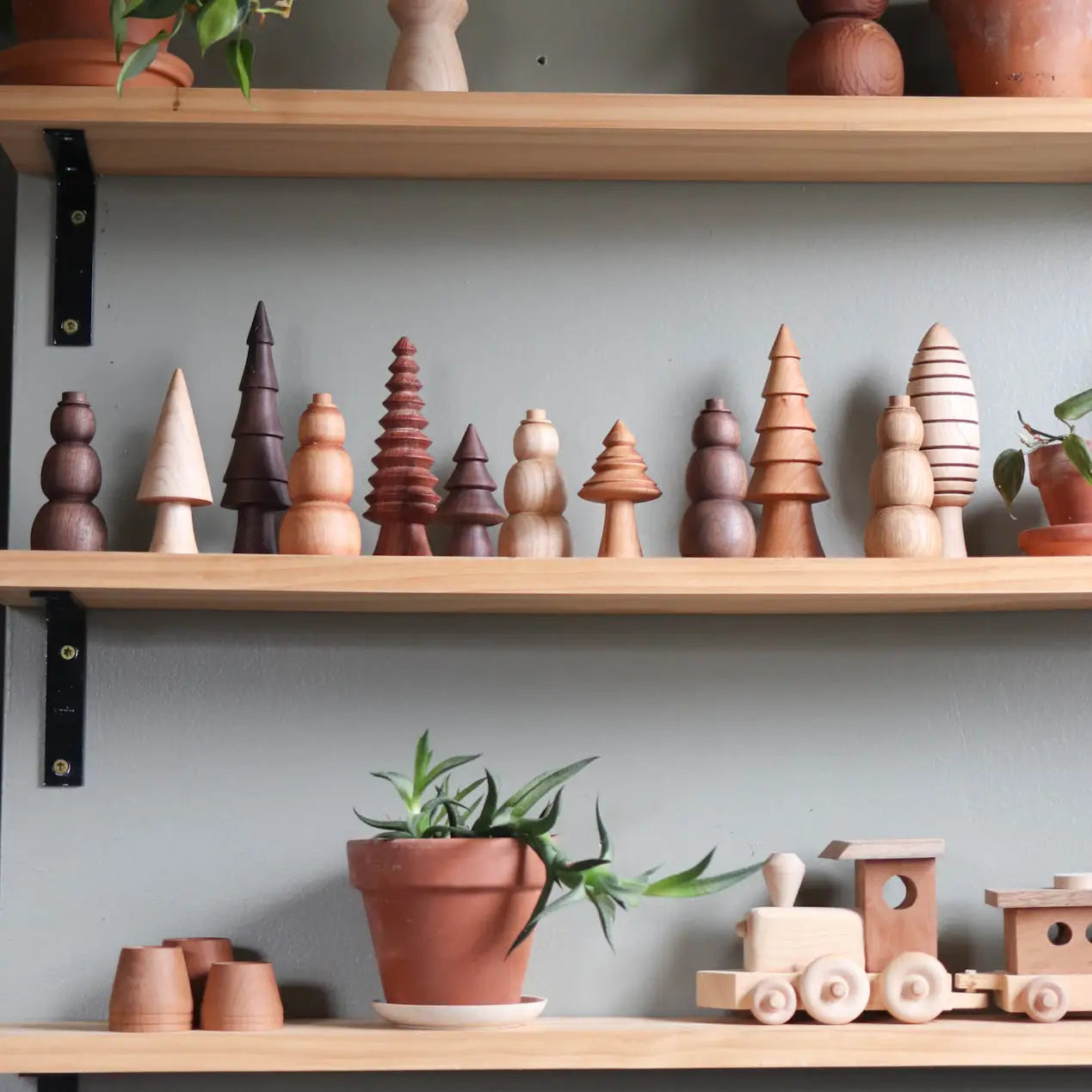 Woodland Handcarved Trees