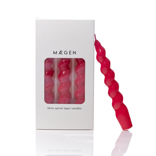 Spiral Taper Candles | Magenta 3-Pack