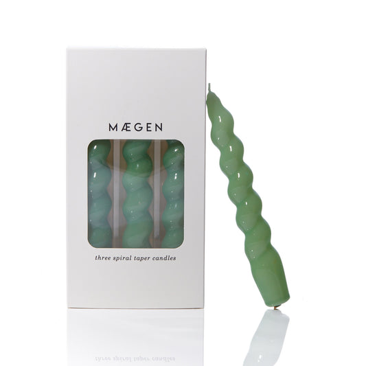 Spiral Taper Candles | Sage Green 3-Pack