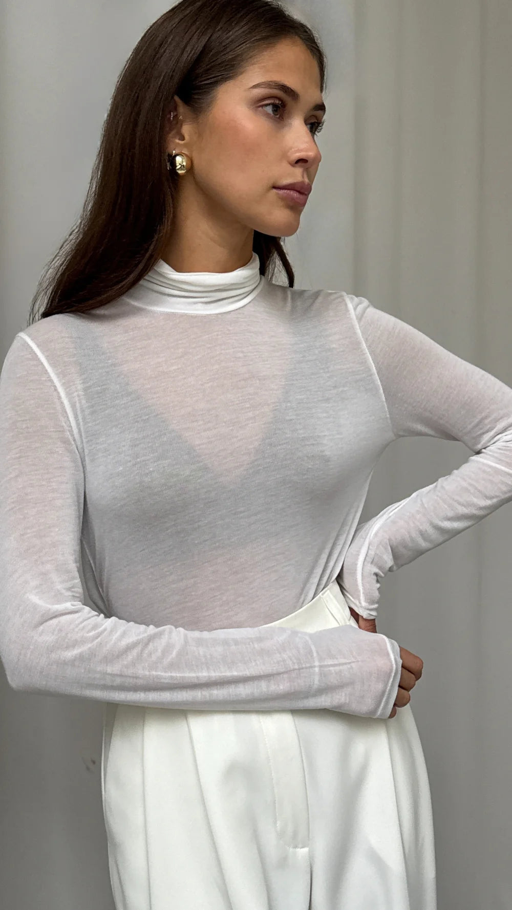 Demi | Cashmere Jersey Top White