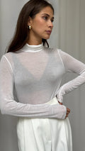 Demi | Cashmere Jersey Top White