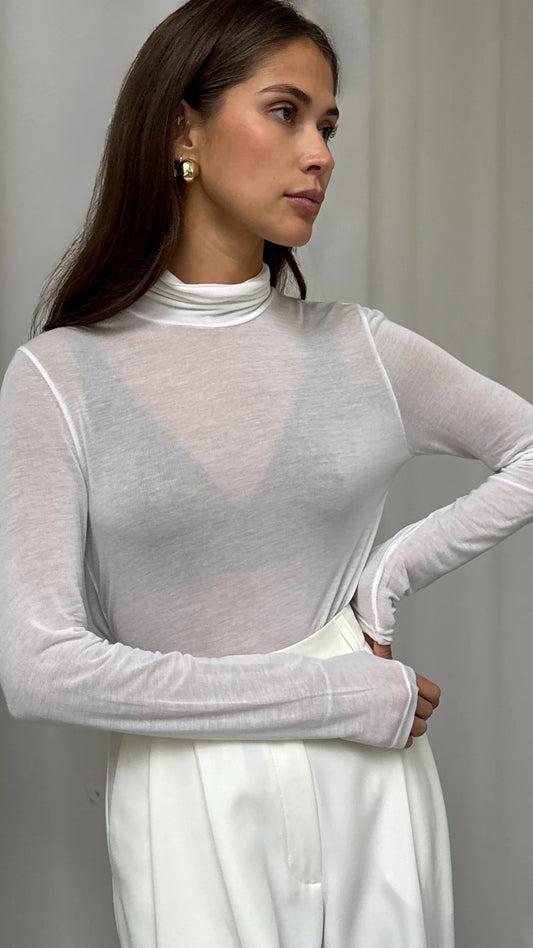 Demi | Cashmere Jersey Top White