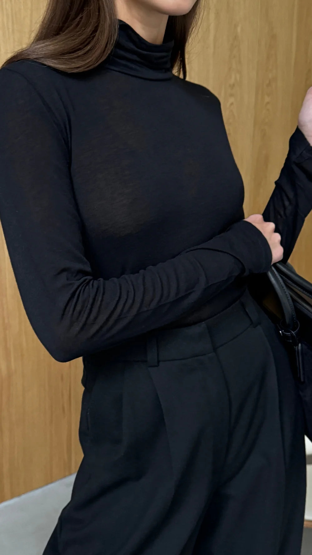 Demi | Cashmere Jersey Top Black
