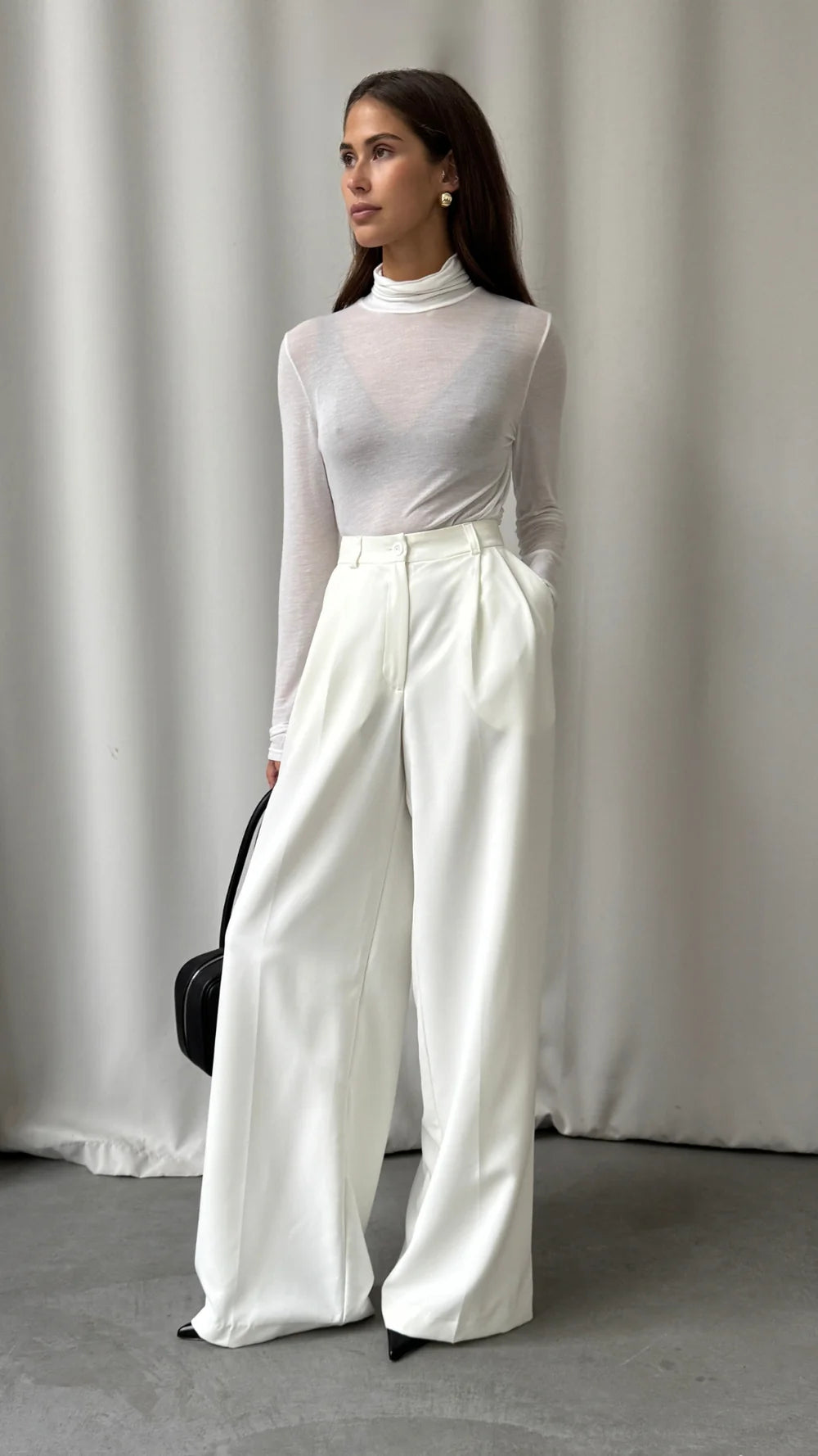 Demi | Cashmere Jersey Top White