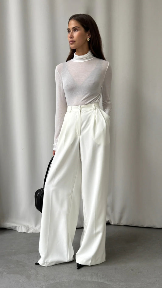 Demi | Cashmere Jersey Top White