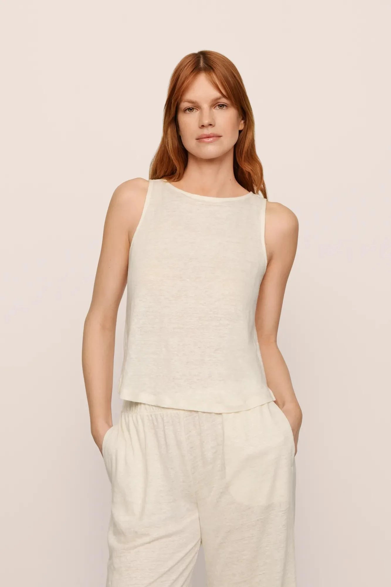 Organic Linen Knit Boat Neck Tank