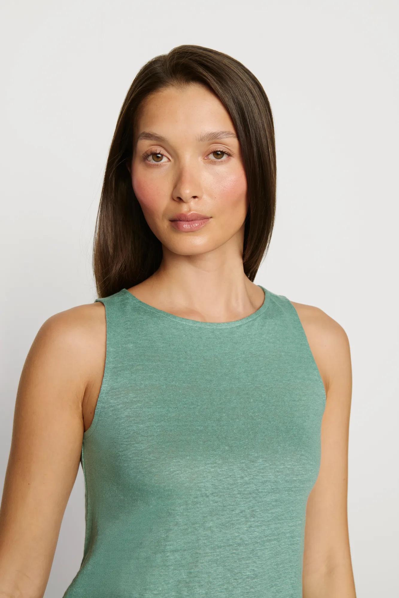 Organic Linen Knit Boat Neck Tank