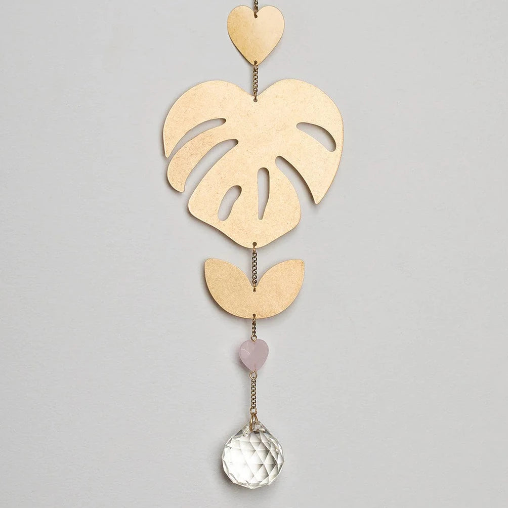 Suncatcher | Monstera Leaf & Rose Quartz