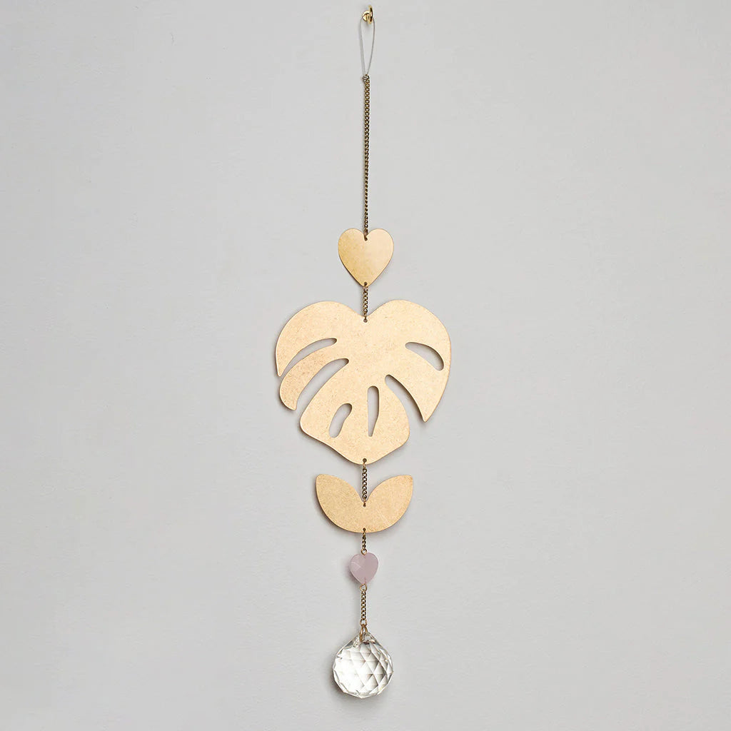 Suncatcher | Monstera Leaf & Rose Quartz