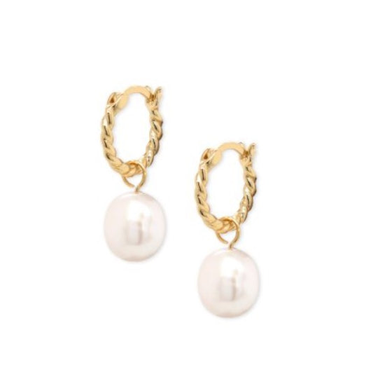 Pearl Twist Hoop Huggies