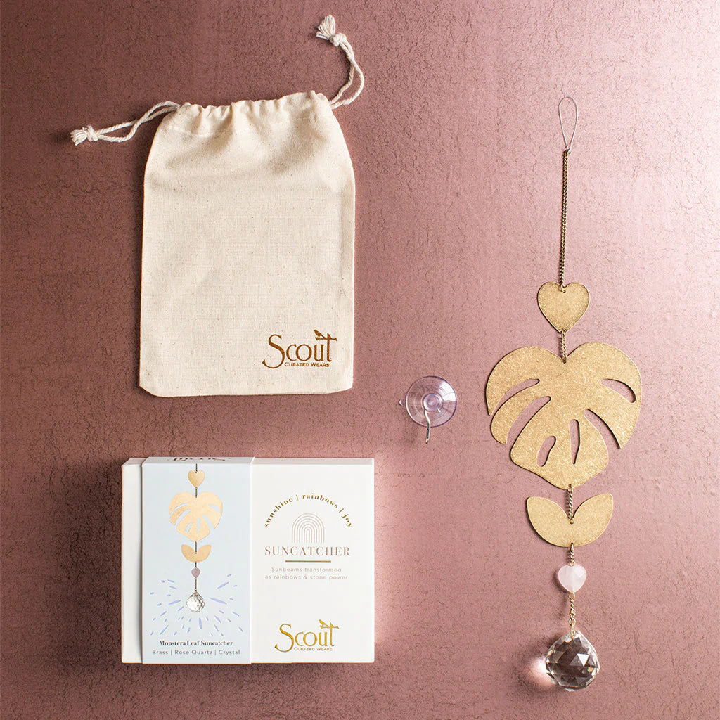Suncatcher | Monstera Leaf & Rose Quartz