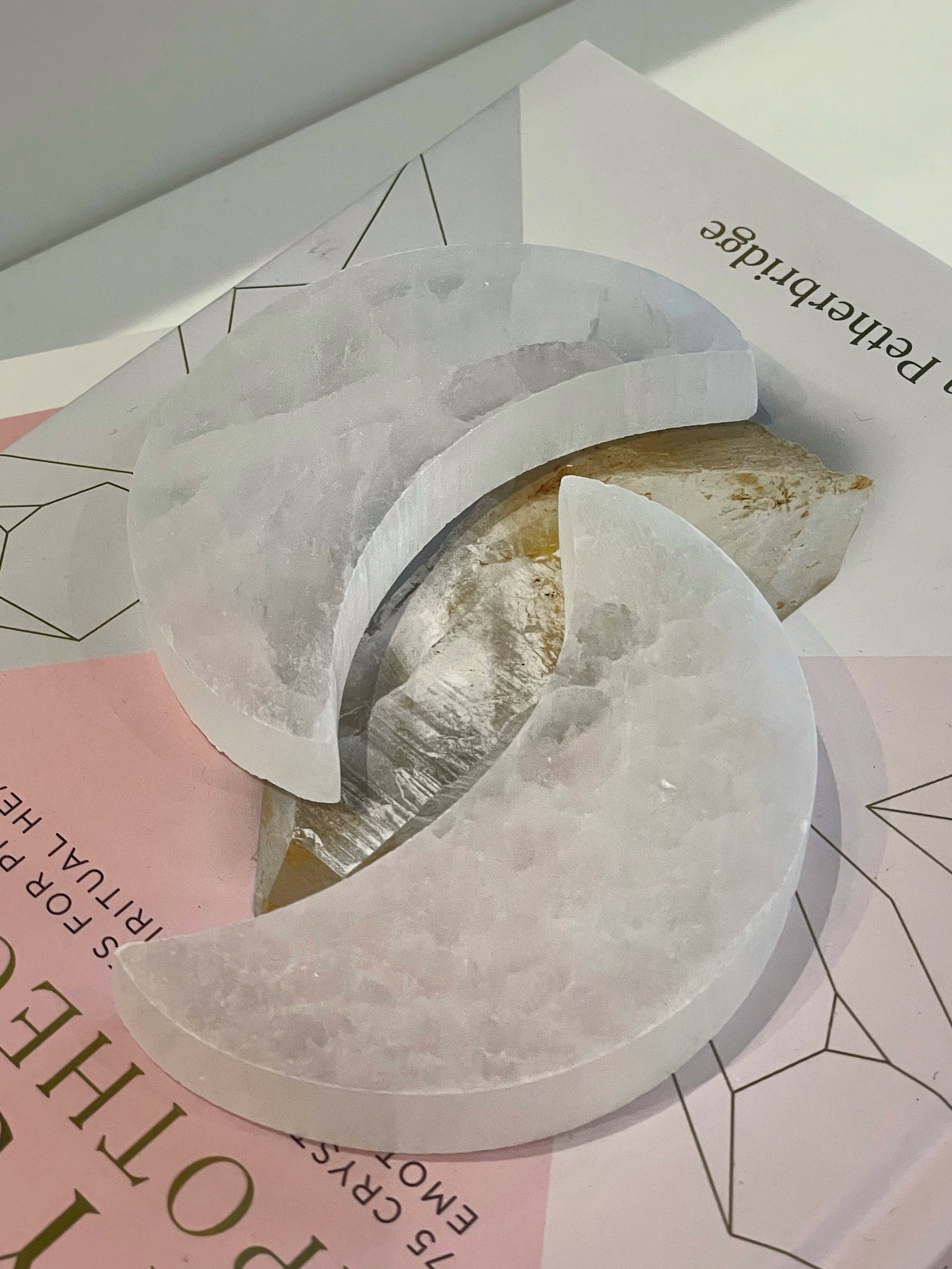 Selenite Moon Carving