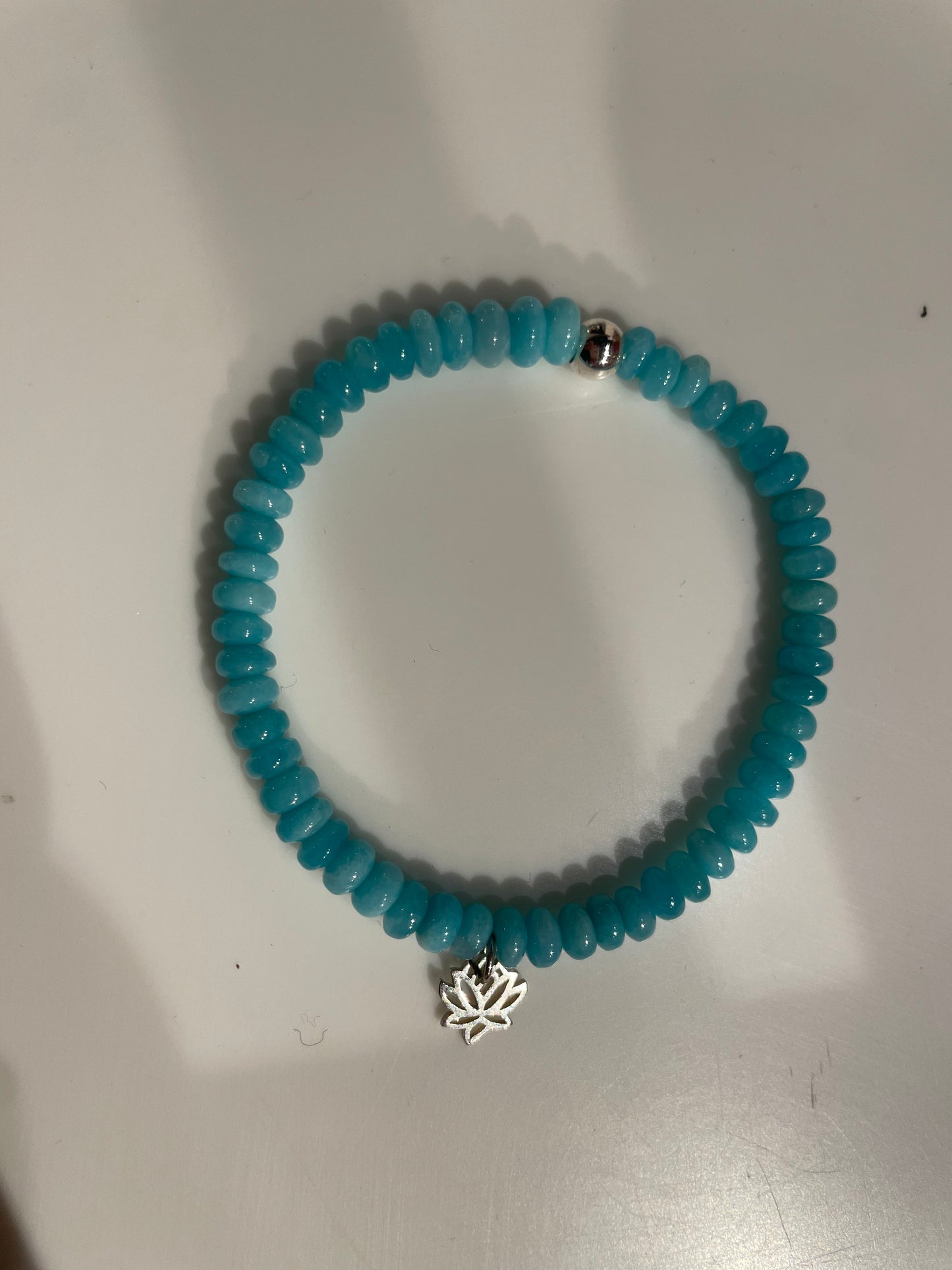 Amazonite Bracelet | With Sterling Silver Lotus Flower