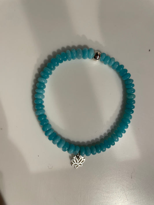 Amazonite Bracelet | With Sterling Silver Lotus Flower