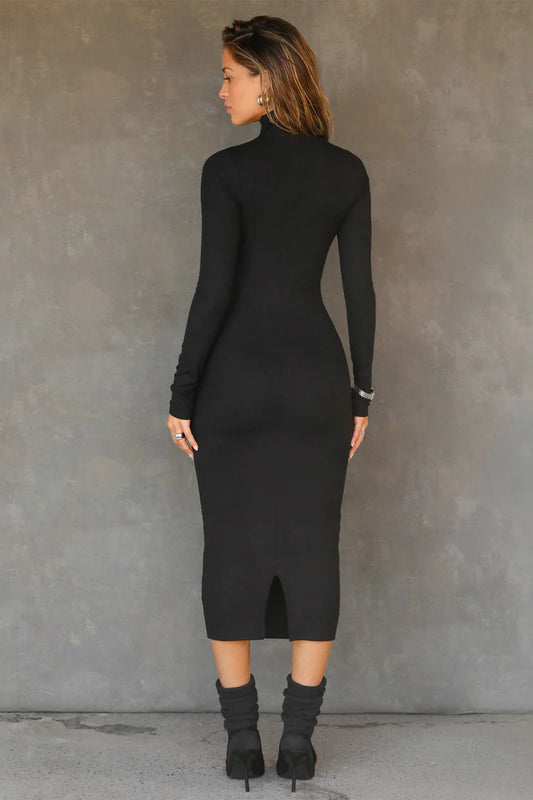 joah brown bodycon dress JOAH BROWN Cowl Back Long Sleeve Mini Dress Top | Black