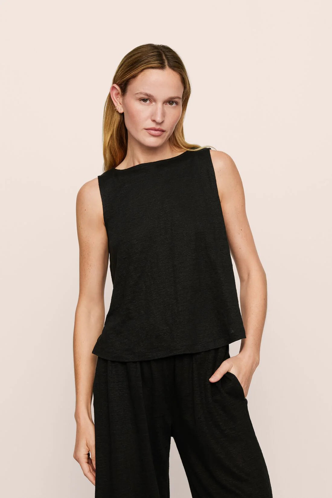 Organic Linen Knit Boat Neck Tank
