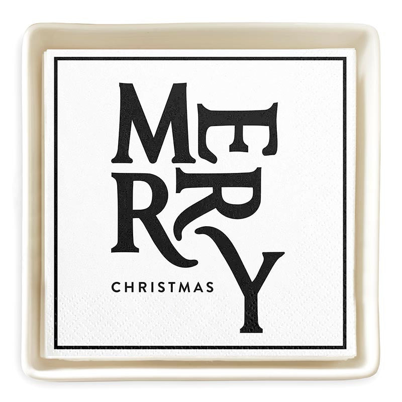 Merry Christmas Green Bow | Napkins + Tray