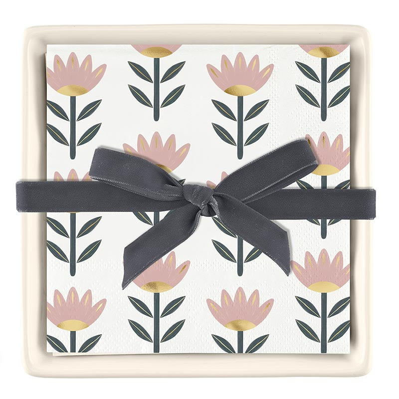 Flowers | Napkins + Ceramic Tray