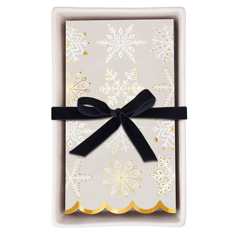 Snowflake | Napkins + Ceramic Dish