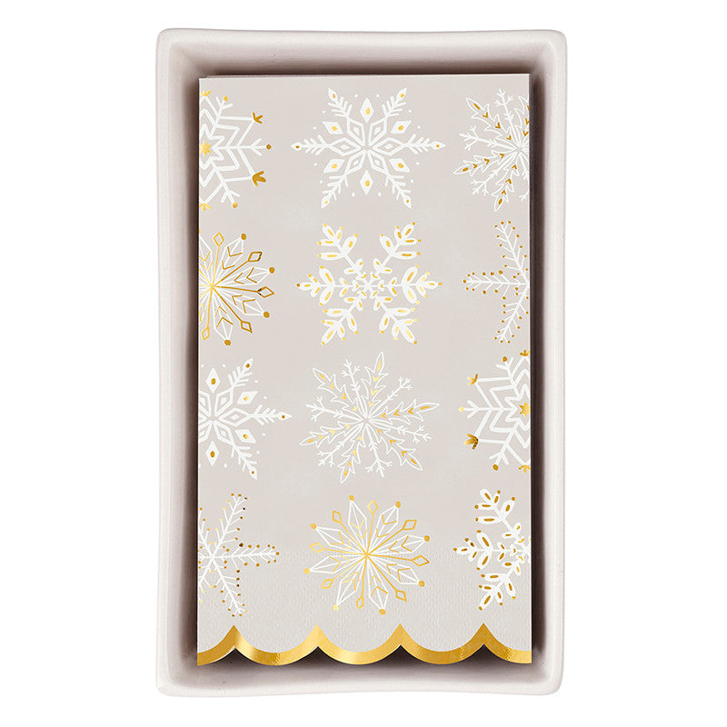 Snowflake | Napkins + Ceramic Dish