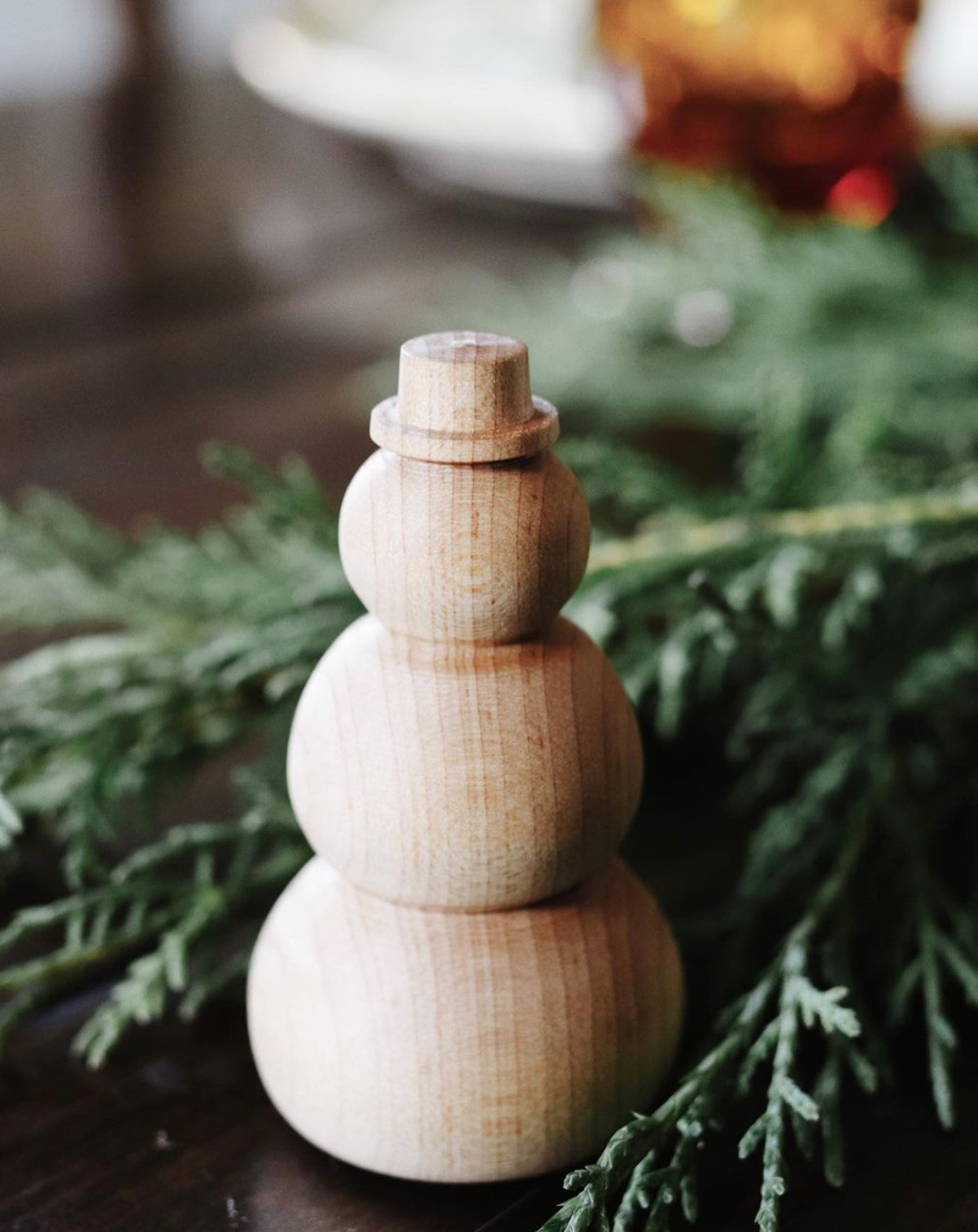 Hand-Carved | Oak Snowman