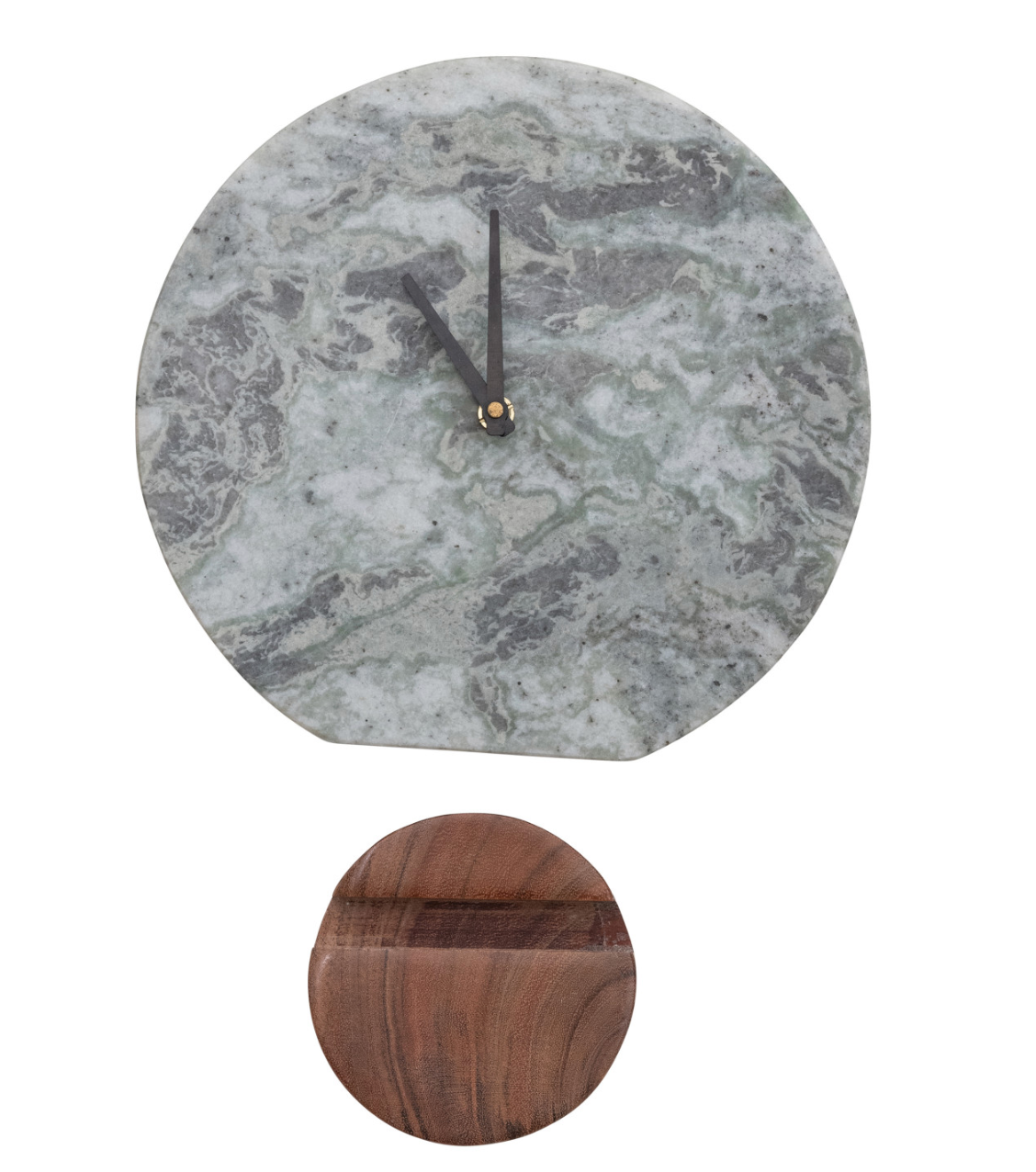Marble Clock Acacia Wood Stand