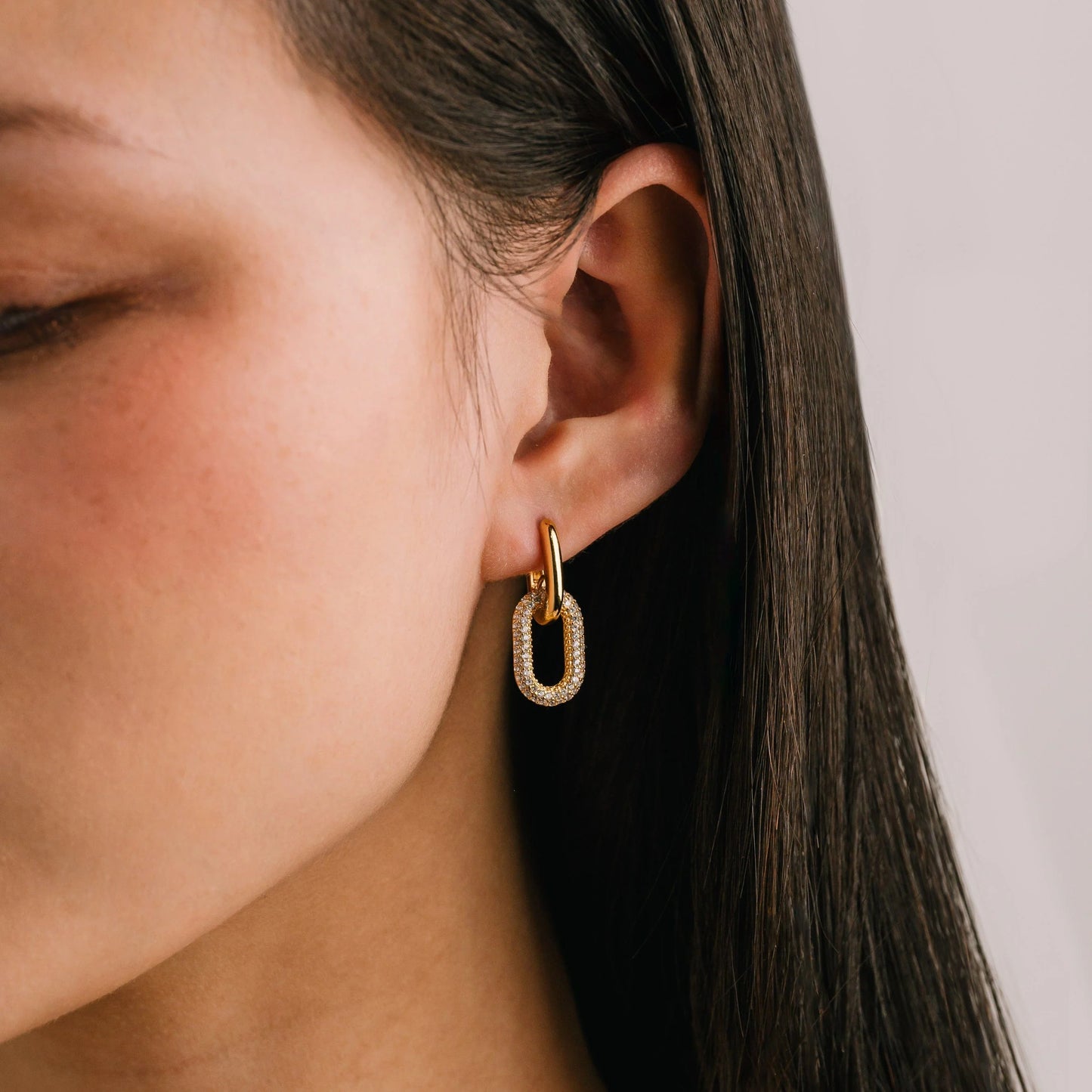 Solana | Drop Hoop Paperclip Earrings