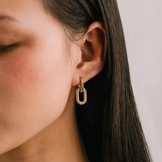 Solana | Drop Hoop Paperclip Earrings