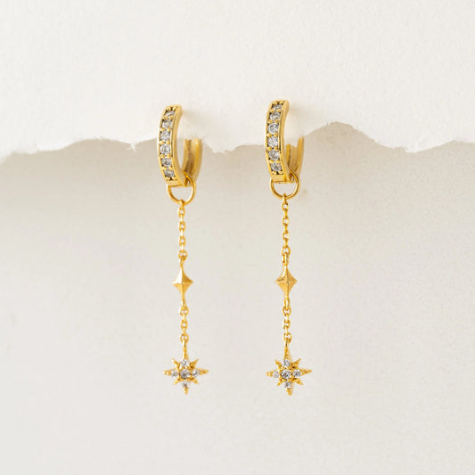 Starburst Drop Charm | Hoop Earrings