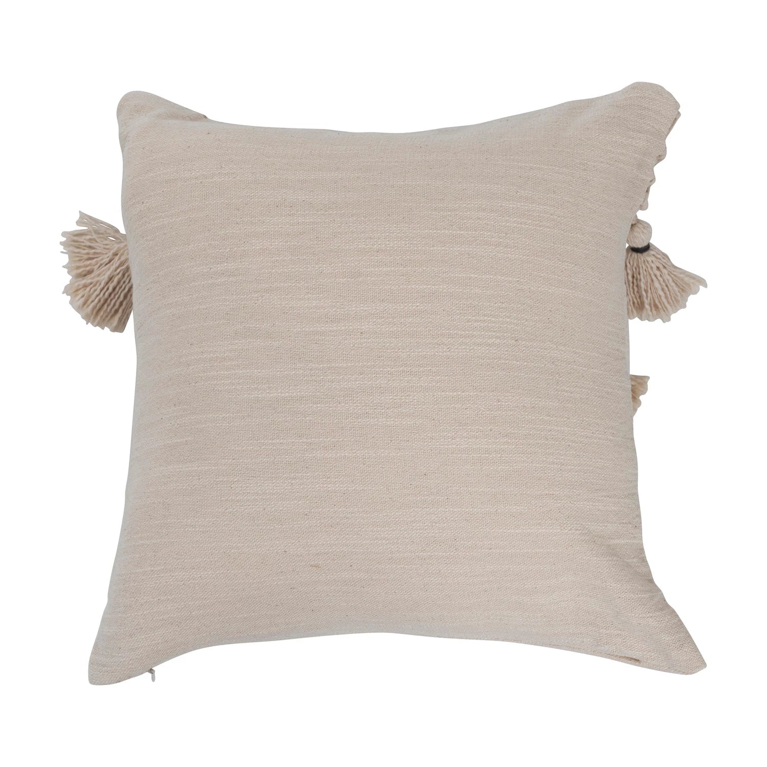 Square Cotton  Jute Pillow | Macrame & Tassels