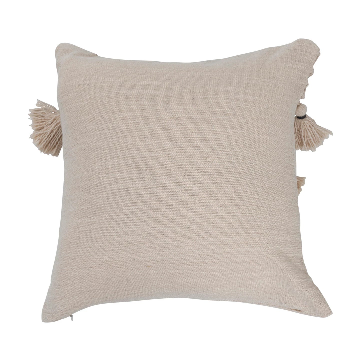 Square Cotton  Jute Pillow | Macrame & Tassels