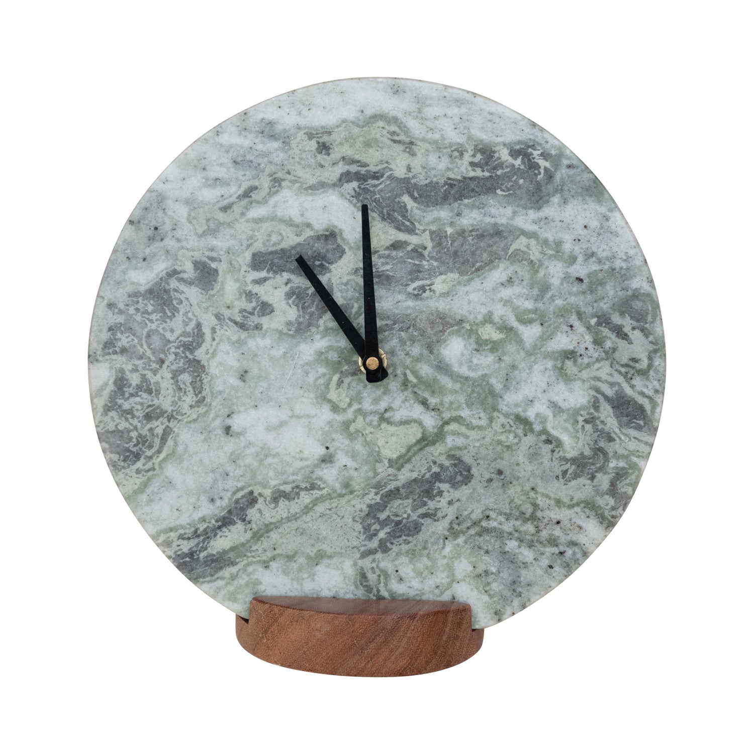 Marble Clock Acacia Wood Stand
