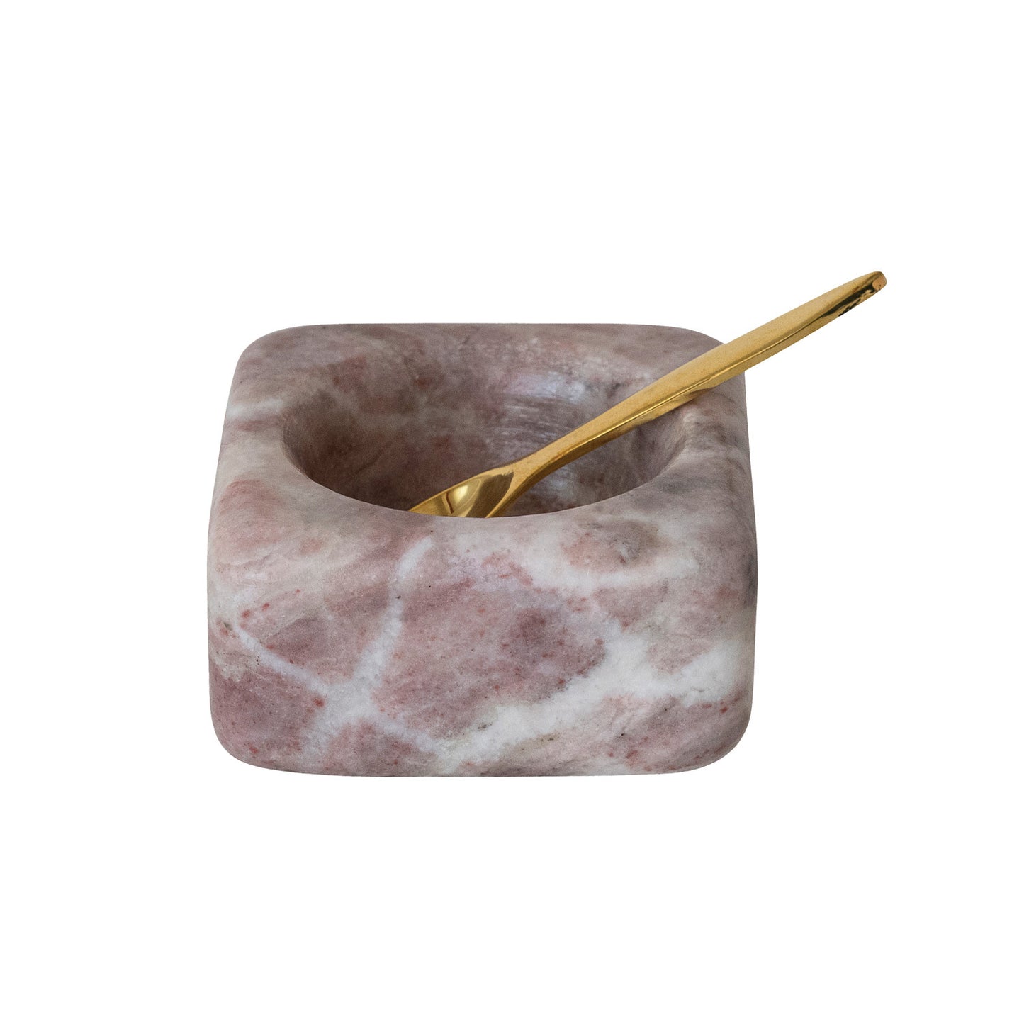 Pink Marble Bowl | With Brass Spoon