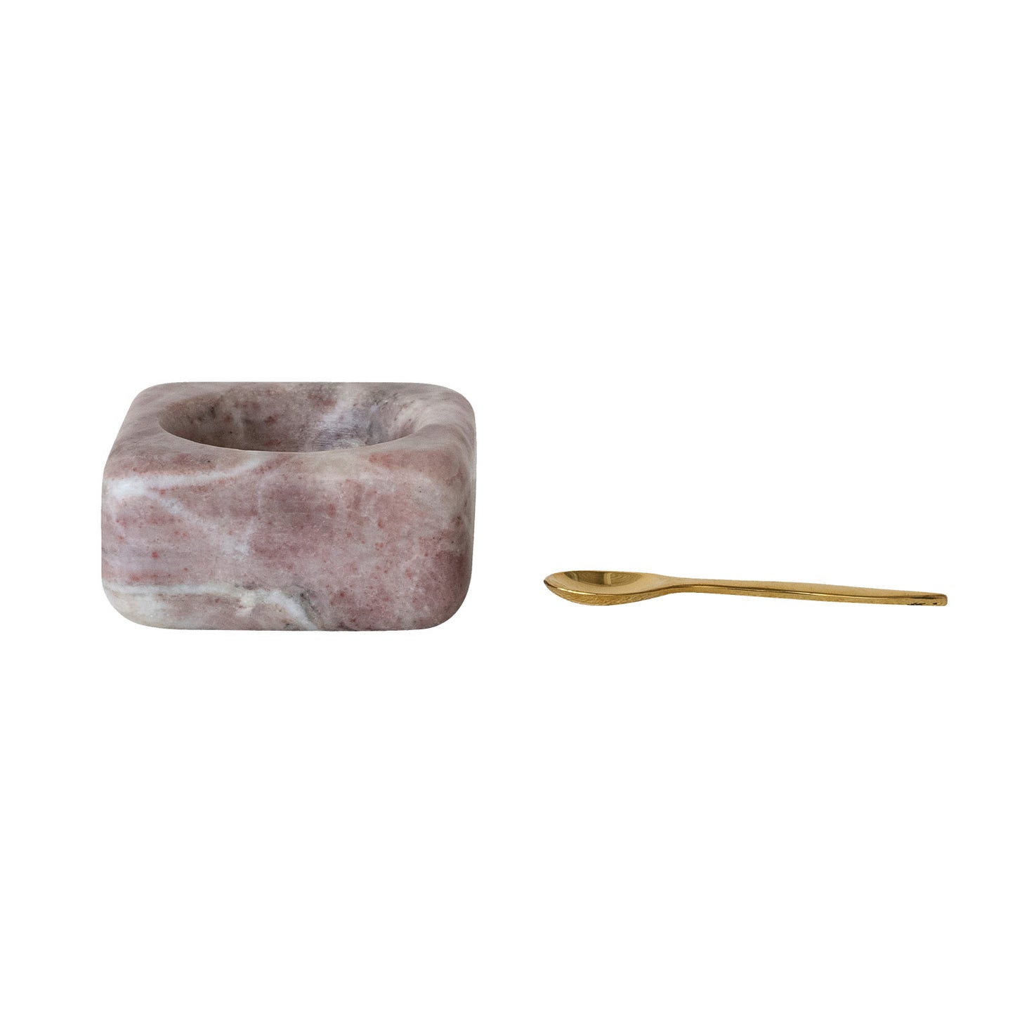 Pink Marble Bowl | With Brass Spoon
