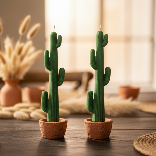 Cactus Shaped Taper | Unscented Set of 2