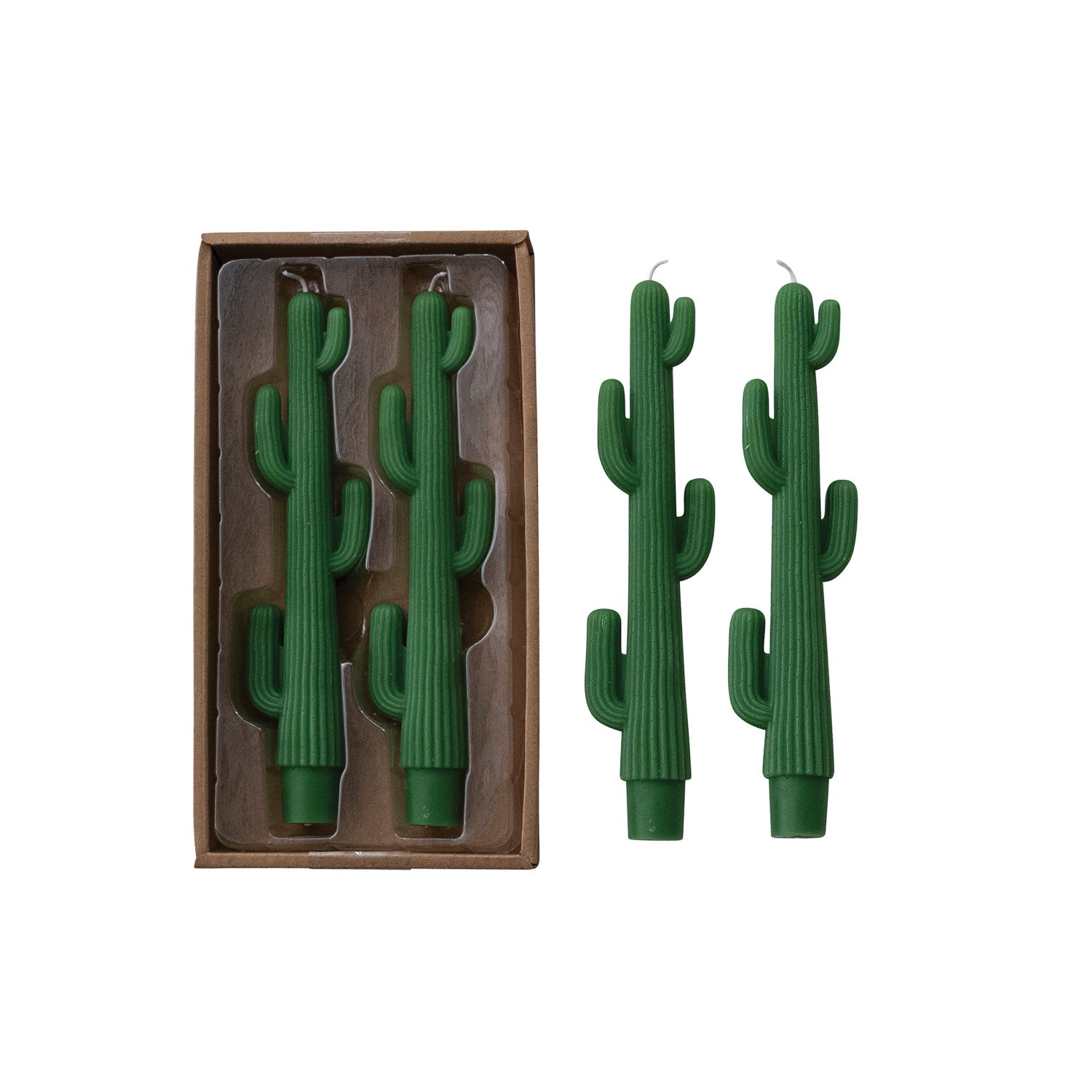 Cactus Shaped Taper | Unscented Set of 2