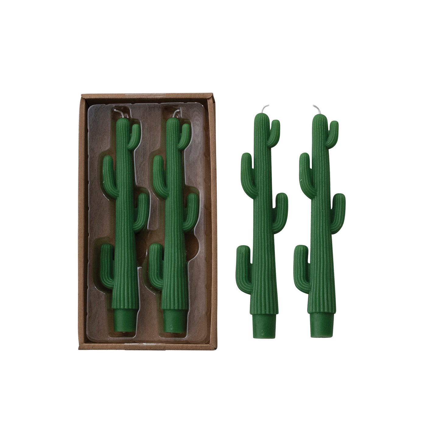 Cactus Shaped Taper | Unscented Set of 2