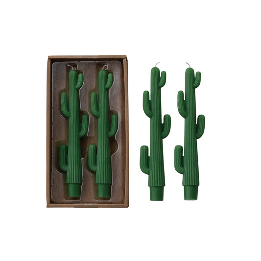 Cactus Shaped Taper | Unscented Set of 2