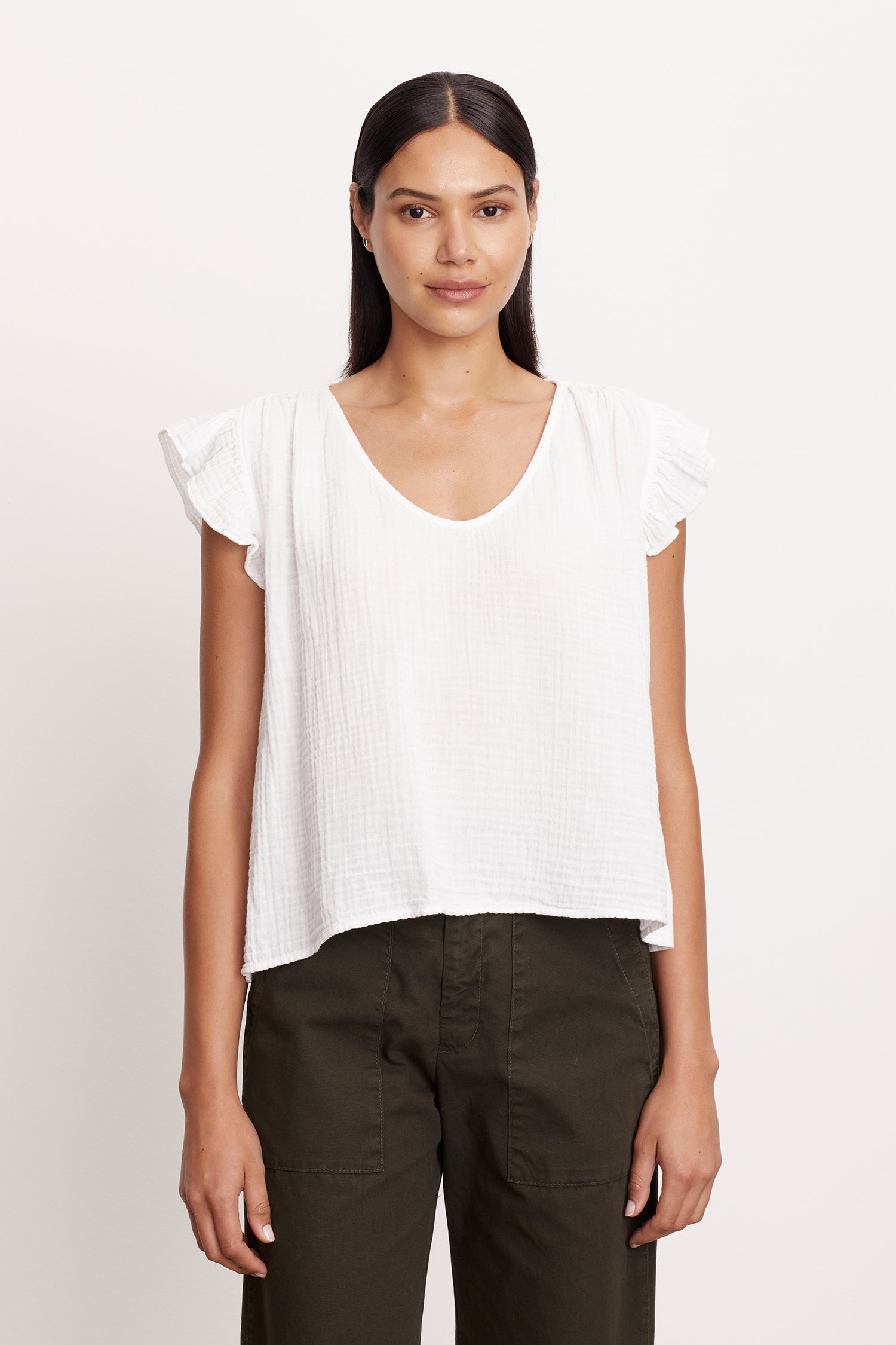 Remi | Cotton Slub Ruffle Sleeve