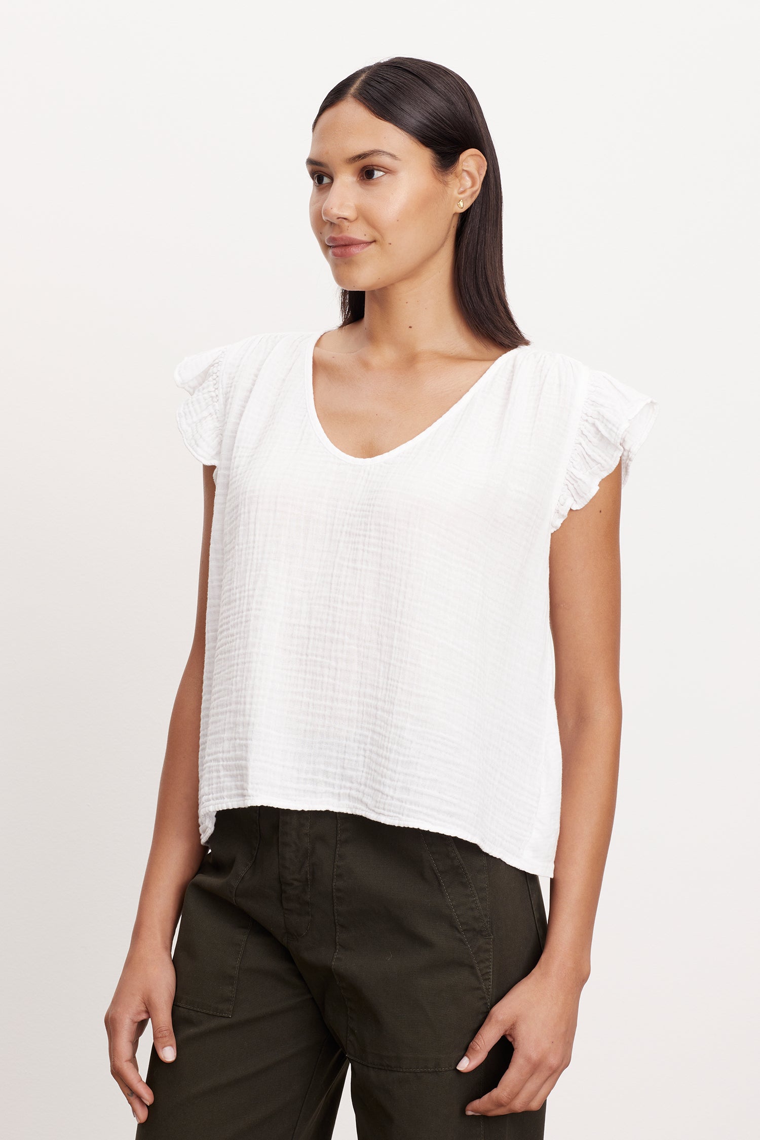 Remi | Cotton Slub Ruffle Sleeve