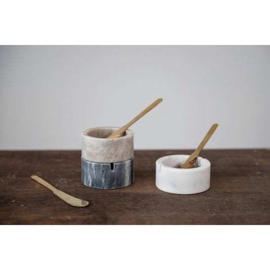Marble Bowl + Spreader Knife Set