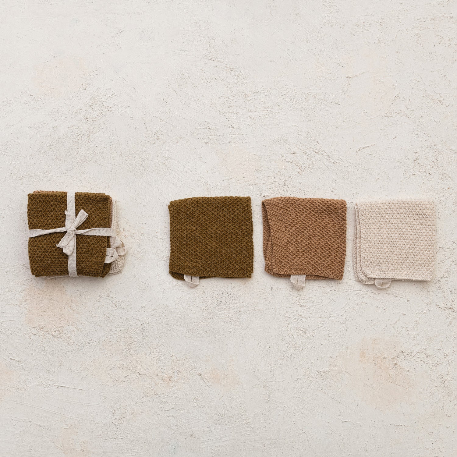 Cotton Knit Dish Cloths | Set of 3