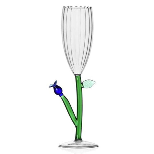 Champagne Flute | Blue Flower