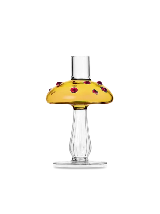 Alice | Mushroom Candle Holder Amber + Red Dots