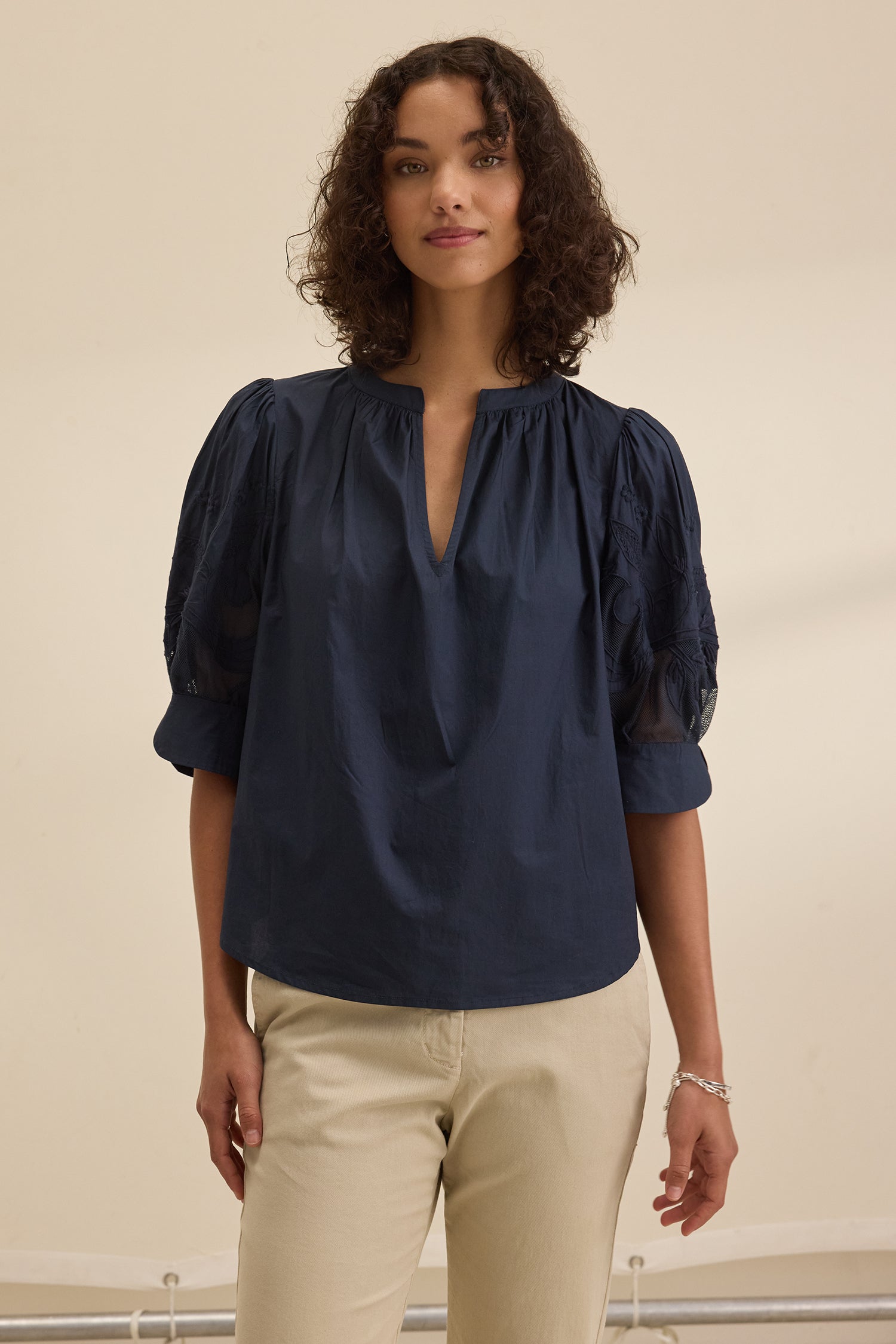 Laria | Sunflower Embroidered Blouse